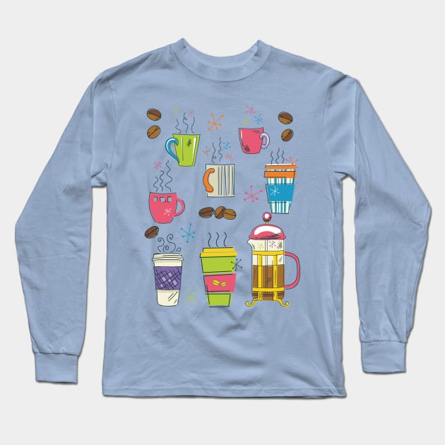 Cute Coffee Art Long Sleeve T-Shirt by SWON Design